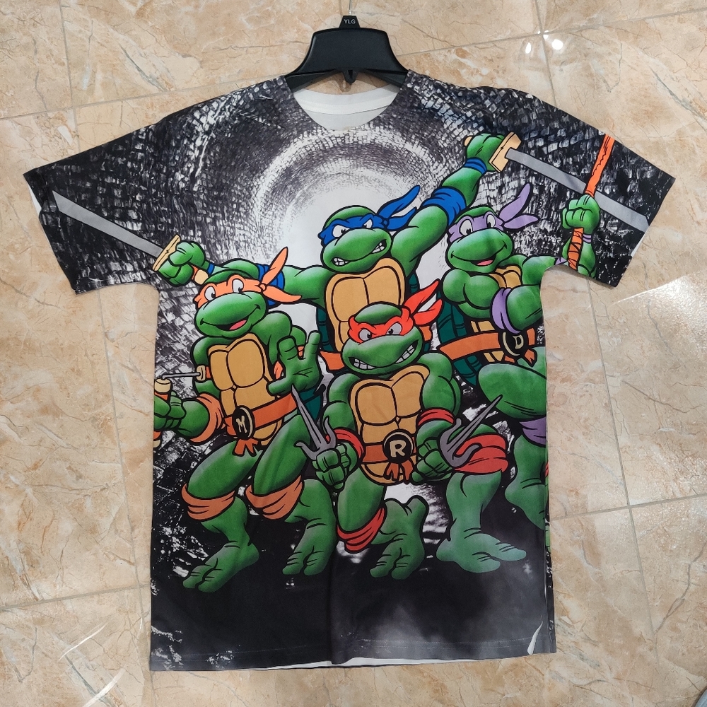 TMNT Teenage Mutant Ninja Turtles Allover Sublimated Print Graphic Tee